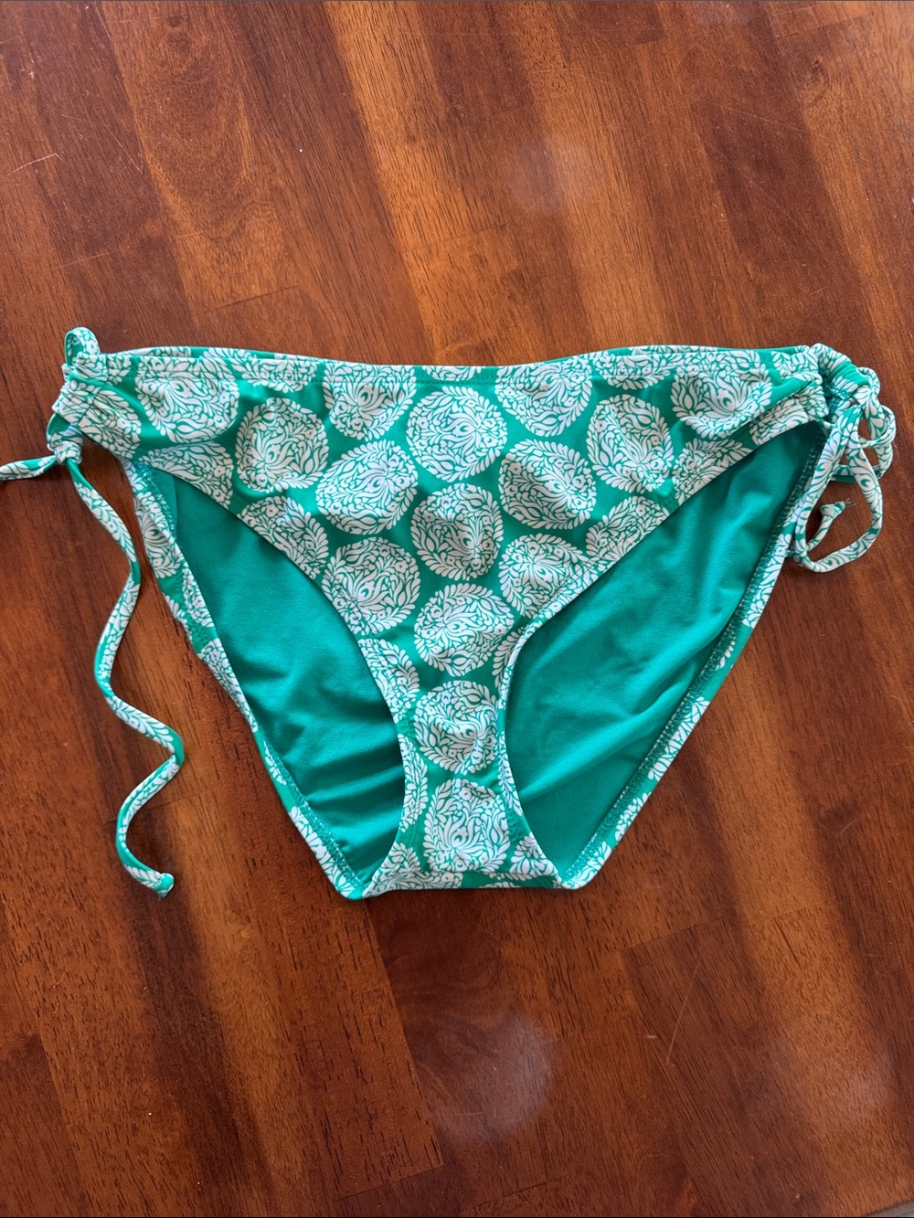 Teal Green Printed Tie-Side‎ Bikini Bottoms